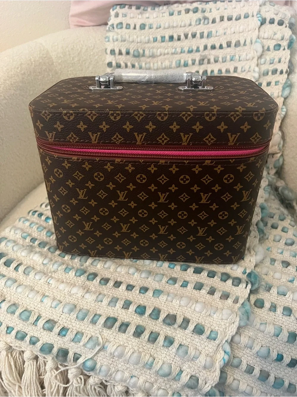 INSPIRED Monogram Vanity Case - Brown 3 Piece set